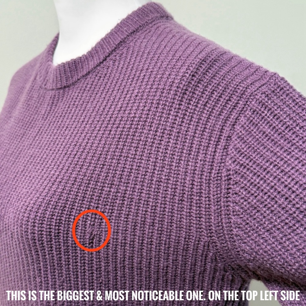 RAVELLA purple Lombardia Cashmere Fisherman ribbed crewneck Sweater - Picture 5 of 12